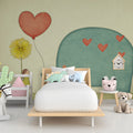 Elephant and Girl Heart Balloon Mural Wallpaper — Whimsical Decor Mural Wallpaper - room preview 02