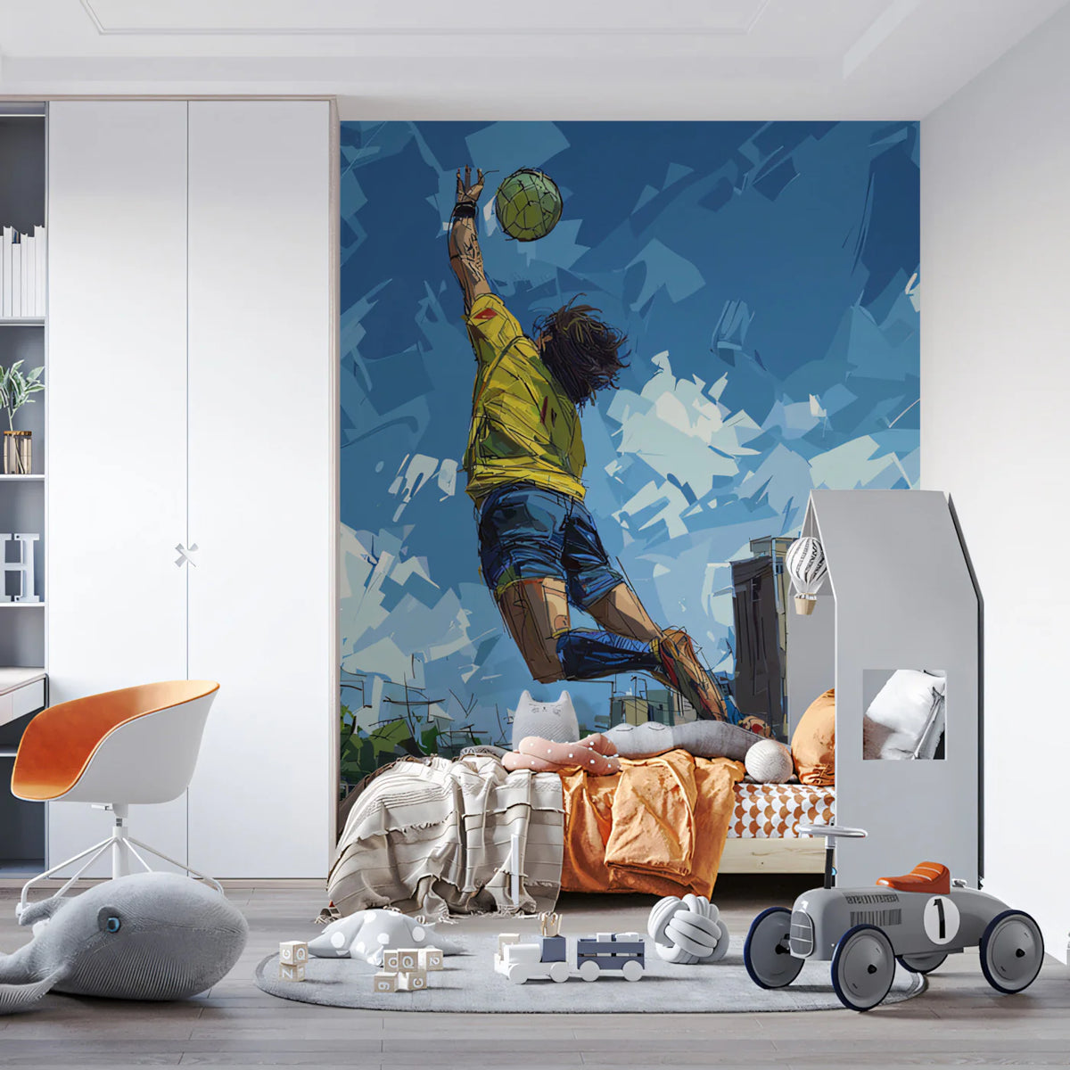 Goalkeeper Action Mural Wallpaper — Expressionist Urban Sport Design Mural Wallpaper - room preview 02