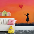 Heart Balloon Sunset Mural Wallpaper — Dreamy Silhouette Art Mural Wallpaper - room preview 02