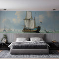 Dutch Maritime Seascape Mural Wallpaper — Historical Art Oil Painting Mural Wallpaper - room preview 02