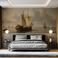 Dutch Golden Age Seascape Mural Wallpaper — Oil Painting Aesthetic Mural Wallpaper - room preview 02
