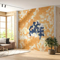 Stained Glass Mosaic Mural Wallpaper — Warm Amber Geometric Design Mural Wallpaper - room preview 02