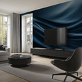 Fluid Indigo Wave Mural Wallpaper — Smooth Abstract Silk Effect Mural Wallpaper - room preview 02