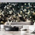 Abstract Geometric Mosaic Mural Wallpaper — Dark Sophisticated Tones Mural Wallpaper - room preview 02