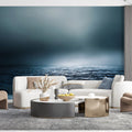 Misty Ocean Horizon Mural Wallpaper — Cinematic Seascape Mural Wallpaper - room preview 02