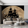Full Moon Pirate Ship Mural Wallpaper — Cinematic Nautical Drama Mural Wallpaper - room preview 02