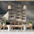 Full-Rigged Ship Stormy Sea Mural Wallpaper — Cinematic Marine Art Mural Wallpaper - room preview 02