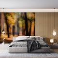 Autumn Forest Motion Blur Mural Wallpaper — Ethereal Woodland Art Mural Wallpaper - room preview 02
