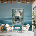 Misty Ocean Wave Mural Wallpaper — Calm Teal Seascape Mural Wallpaper - room preview 02