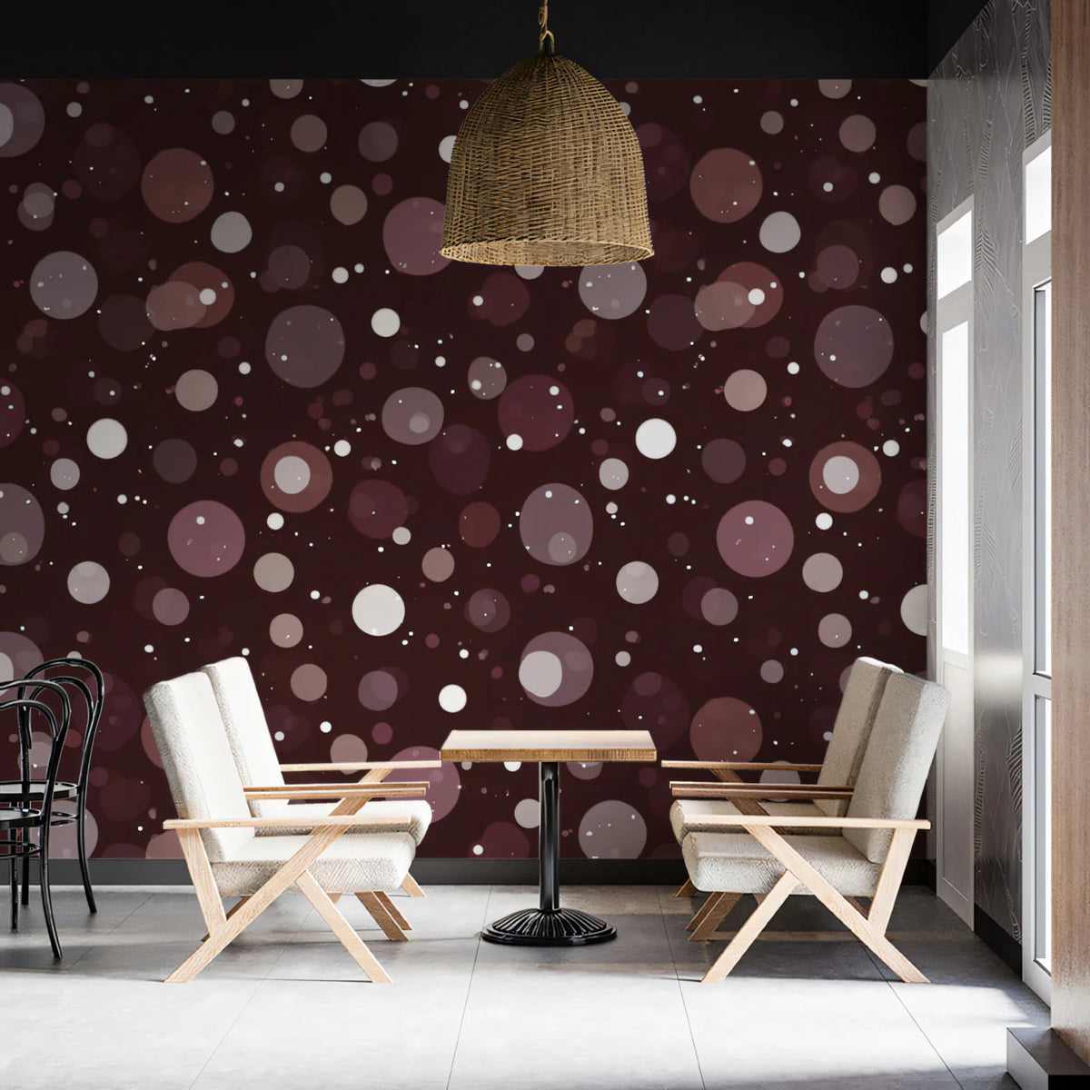Dark Bokeh Dot Mural Wallpaper — Abstract Geometric Decor Mural Wallpaper - room preview 02