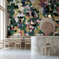Hexagon Mosaic Mural Wallpaper — Colorful Geometric Pattern Mural Wallpaper - room preview 02
