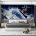 Snowboarder Action Mural Wallpaper — Expressionist Mountain Art Mural Wallpaper - room preview 02