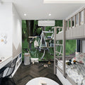 Abstract Forest Bicycle Mural Wallpaper — Modern Nature Graphic Mural Wallpaper - room preview 02