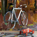 Autumn Bicycle Forest Mural Wallpaper — Abstract Seasonal Art Mural Wallpaper - room preview 02