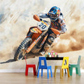 Desert Motocross Action Mural Wallpaper — High-Speed Artistic Decor Mural Wallpaper - room preview 02