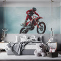 Motocross Air Jump Mural Wallpaper — Dynamic Oil Painting Style Mural Wallpaper - room preview 02
