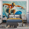 Snowboarder Big Wave Mural Wallpaper — Dynamic Action Sport Art Mural Wallpaper - room preview 02