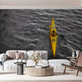 Solo Yellow Kayak Mural Wallpaper — Dramatic Oil Painting Style Mural Wallpaper - room preview 02