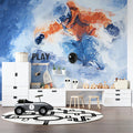 Snowboarder Action Mural Wallpaper — Dynamic Impressionist Art Mural Wallpaper - room preview 02