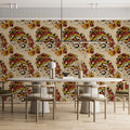Eastern Dragon Folk Art Mural Wallpaper — Vibrant Mythical Motif Mural Wallpaper - room preview 02