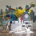 Goalkeeper Action Mural Wallpaper — Vibrant Pop Expressionism Mural Wallpaper - room preview 02