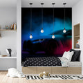 Neon Pixel Smoke Sports Car Mural Wallpaper — High-Octane Digital Mural Wallpaper - room preview 02