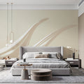 Minimalist Cream Wave Mural Wallpaper — Smooth Fluid Motion Mural Wallpaper - room preview 02