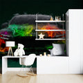 Neon Flame Luxury Car Mural Wallpaper — Abstract Artistic Energy Mural Wallpaper - room preview 02