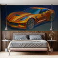 Impressionist Sports Car Mural Wallpaper — Vibrant Artistic Energy Mural Wallpaper - room preview 02