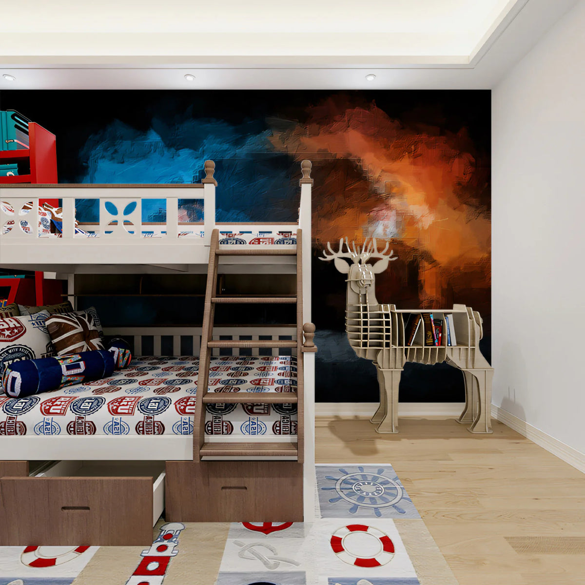 Headlight Clash Mural Wallpaper — Expressionist Oil Paint Design Mural Wallpaper - room preview 02