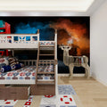 Headlight Clash Mural Wallpaper — Expressionist Oil Paint Design Mural Wallpaper - room preview 02