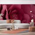 Pixel Rose Floral Mural Wallpaper — Modern Digital Mosaic Art Mural Wallpaper - room preview 02