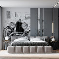 Vintage Roadster Sketch Mural Wallpaper — Classic Automotive Art Mural Wallpaper - room preview 02