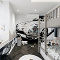 Vintage Sports Car Line Art Mural Wallpaper — Monochrome Auto Design Mural Wallpaper - room preview 02