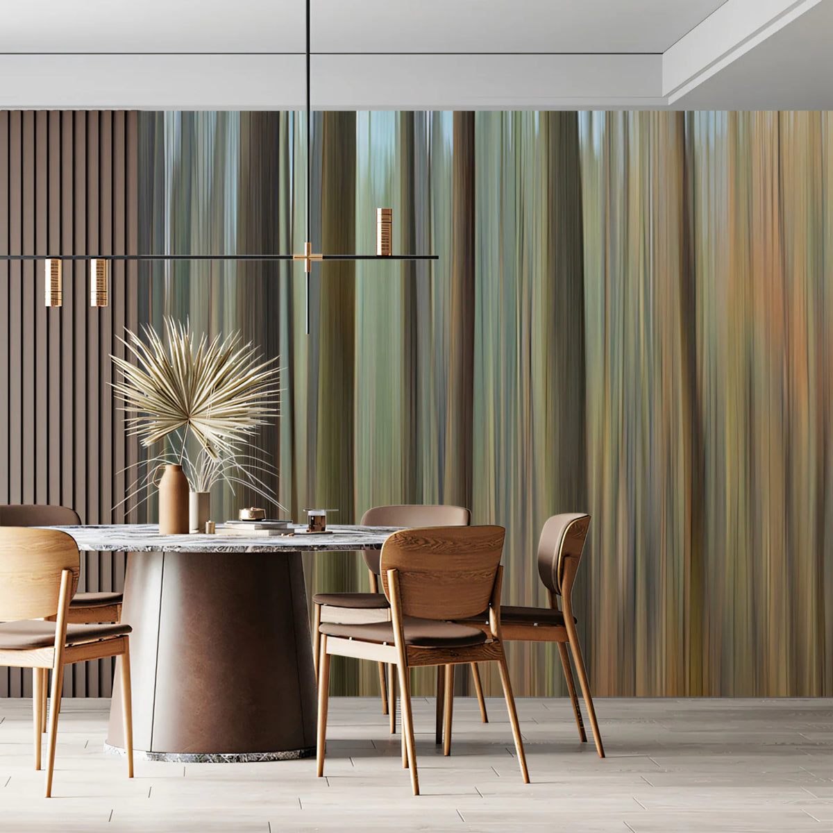 Blurred Autumn Woodland Mural Wallpaper — Painterly Forest Design Mural Wallpaper - room preview 02
