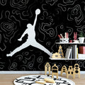 Basketball Contour Line Mural Wallpaper — Graphic Athletic Style Mural Wallpaper - room preview 02