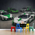Hypercar Racing Mural Wallpaper — Expressive Brushstroke Style Mural Wallpaper - room preview 02