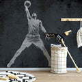 Basketball Player Silhouette Mural Wallpaper — Grunge Charcoal Mural Wallpaper - room preview 02