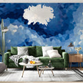 Abstract Blue Mosaic Wave Mural Wallpaper — Fluid Artistic Design Mural Wallpaper - room preview 02