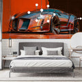 Concept Car Sketch Mural Wallpaper — Dynamic Industrial Line Art Mural Wallpaper - room preview 02