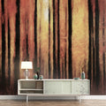 Fiery Autumn Forest Mural Wallpaper — Impressionistic Oil Style Mural Wallpaper - room preview 02
