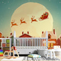 Christmas Village Night Mural Wallpaper — Whimsical Holiday Scene Mural Wallpaper - room preview 02