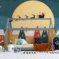 Christmas Village Night Mural Wallpaper — Whimsical Holiday Scene Mural Wallpaper - room preview 02