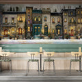 Snowy Townhouse Holiday Mural Wallpaper — Festive Oil Painting Mural Wallpaper - room preview 02