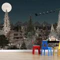 Santa Night Flight Mural Wallpaper — Winter Forest Holiday Scene Mural Wallpaper - room preview 02