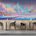 Arctic Christmas Village Mural Wallpaper — Whimsical Winter Scene Mural Wallpaper - room preview 02