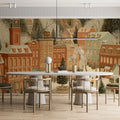 Victorian Town Square Mural Wallpaper — Vintage Holiday Scene Mural Wallpaper - room preview 02