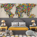 Pixel Map Mural Wallpaper — Vibrant Global Grid Pattern Mural Wallpaper - room preview 02
