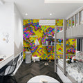 Psychedelic Tile World Map Mural Wallpaper — Vibrant Geometric Art Mural Wallpaper - room preview 02