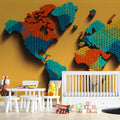 Geometric 3D World Map Mural Wallpaper — Modern Global Design Mural Wallpaper - room preview 02